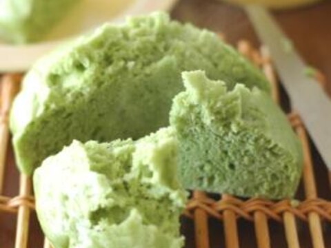 抹茶風・卵なし青汁蒸しパン